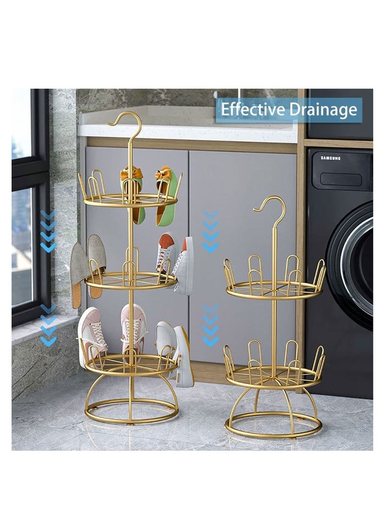 Shoe Drying Rack Dry Shoe Rack Organizer Hanger Outdoor Balcony Hanging Shoe Rack Rotating Iron Slipper Rack Floor-to-ceiling Multi-layer Sandal Shelf Drying Shoe Artifact - Image 4