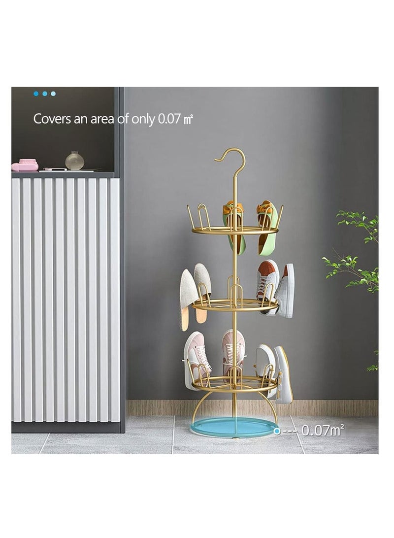 Shoe Drying Rack Dry Shoe Rack Organizer Hanger Outdoor Balcony Hanging Shoe Rack Rotating Iron Slipper Rack Floor-to-ceiling Multi-layer Sandal Shelf Drying Shoe Artifact - Image 3
