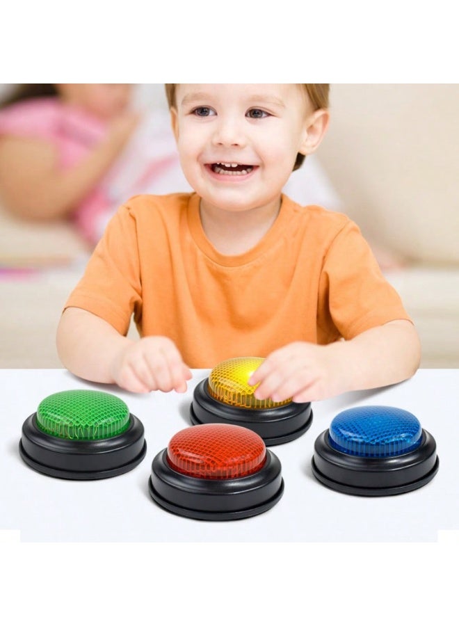4 Pack Recordable Answer Buzzers for Classroom Games, Pet Training & Family Fun – 30s Voice Recording Buttons with Clear Sound, Multiple Colors – Interactive Learning Tool for Kids, Teachers & Dogs. - Image 1