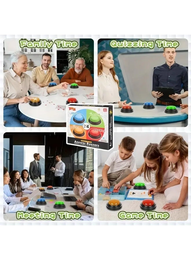 4 Pack Recordable Answer Buzzers for Classroom Games, Pet Training & Family Fun – 30s Voice Recording Buttons with Clear Sound, Multiple Colors – Interactive Learning Tool for Kids, Teachers & Dogs. - Image 4
