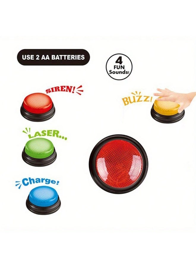 4 Pack Recordable Answer Buzzers for Classroom Games, Pet Training & Family Fun – 30s Voice Recording Buttons with Clear Sound, Multiple Colors – Interactive Learning Tool for Kids, Teachers & Dogs. - Image 5