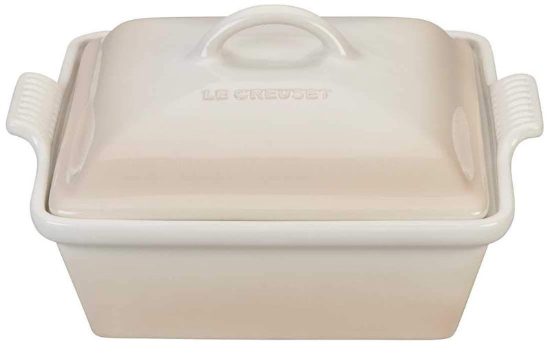 Le Creuset Le Creuset Stoneware Heritage Covered Square Casserole 25 qt 9 Meringue 