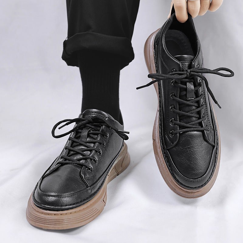 All Black Chef Men'S Shoes Winter Kitchen Kitchen Work Skate Shoes Leather Shoes Men'S Labor Protection Trendy Shoes Junior Boys Thick Sole - Image 3