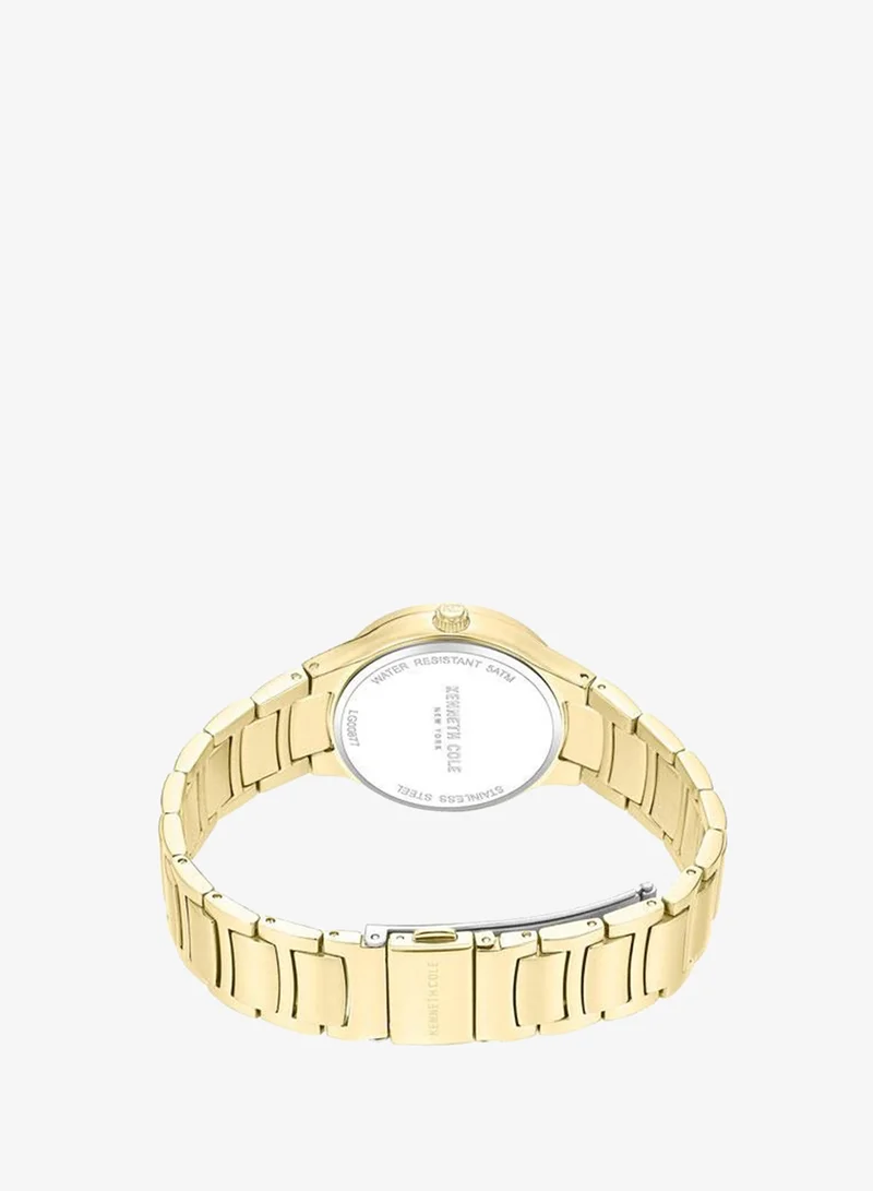 Kenneth Cole New York gold Monroe White Mother-of-pearl Dial Stainless Steel Bracelet Analog Watch for Women - 34mm for Women | Best Price UAE