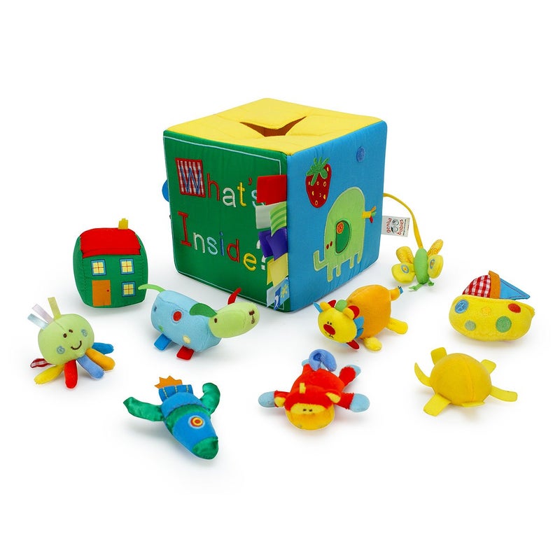 Genius Baby Toys Whats Inside Box - What's in The Box Toy - 7 Surprise Pieces - Educational Sensory Toys, 7" Square, Larger and More Pieces Than Most, Perfect Size for Small Hands, for Babies, Toddlers - Image 1