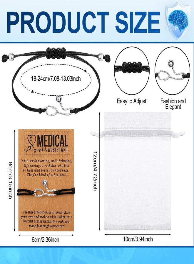 Equsion 12 Set Christmas Medical Assistant Bracelet Gifts with Blessing Card and Bag for Medical Assistant Students Practitioner CNA MA RN Assist Healthcare Work Christmas Favor Gifts - Image 2