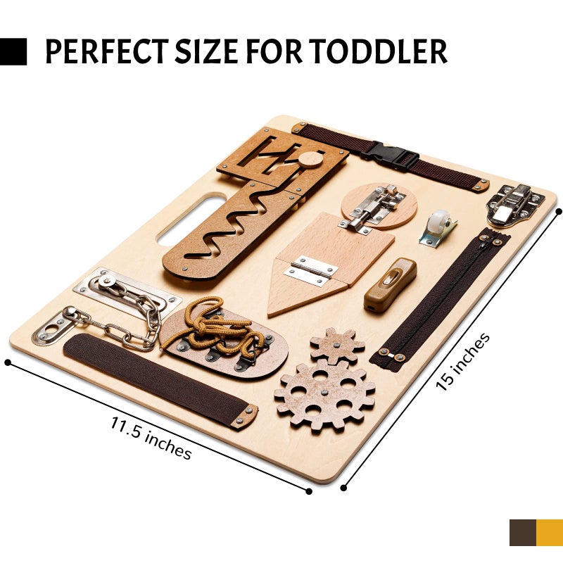 ABERLLS Montessori Busy Board for Toddlers Wooden Sensory Toys Preschool Learning Activities for Fine Motor Skills Travel Toy Basic Life Skills Educational Gifts for 1 2 3 Years Old Kids Boys Girls - Image 3