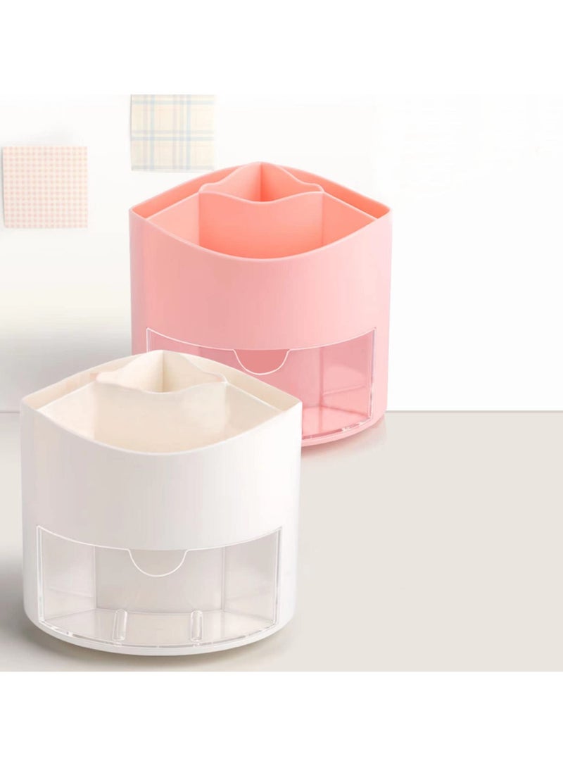 SYOSI SYOSI Pencil Holder, 360 Degree Rotating Pencil Holder with 4 Slots Multifunctional Rotating Pencil Holder Makeup Brush Holder with Drawer for Dressing Table/Home/Office/School (Pink) - Image 3