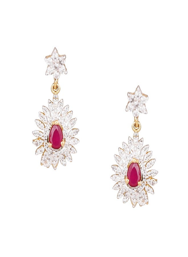 Estele 24 Kt Gold plated Austrian Diamond Drop Traditional Earrings For Girls and Women - Image 1