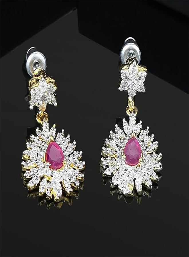 Estele 24 Kt Gold plated Austrian Diamond Drop Traditional Earrings For Girls and Women - Image 2