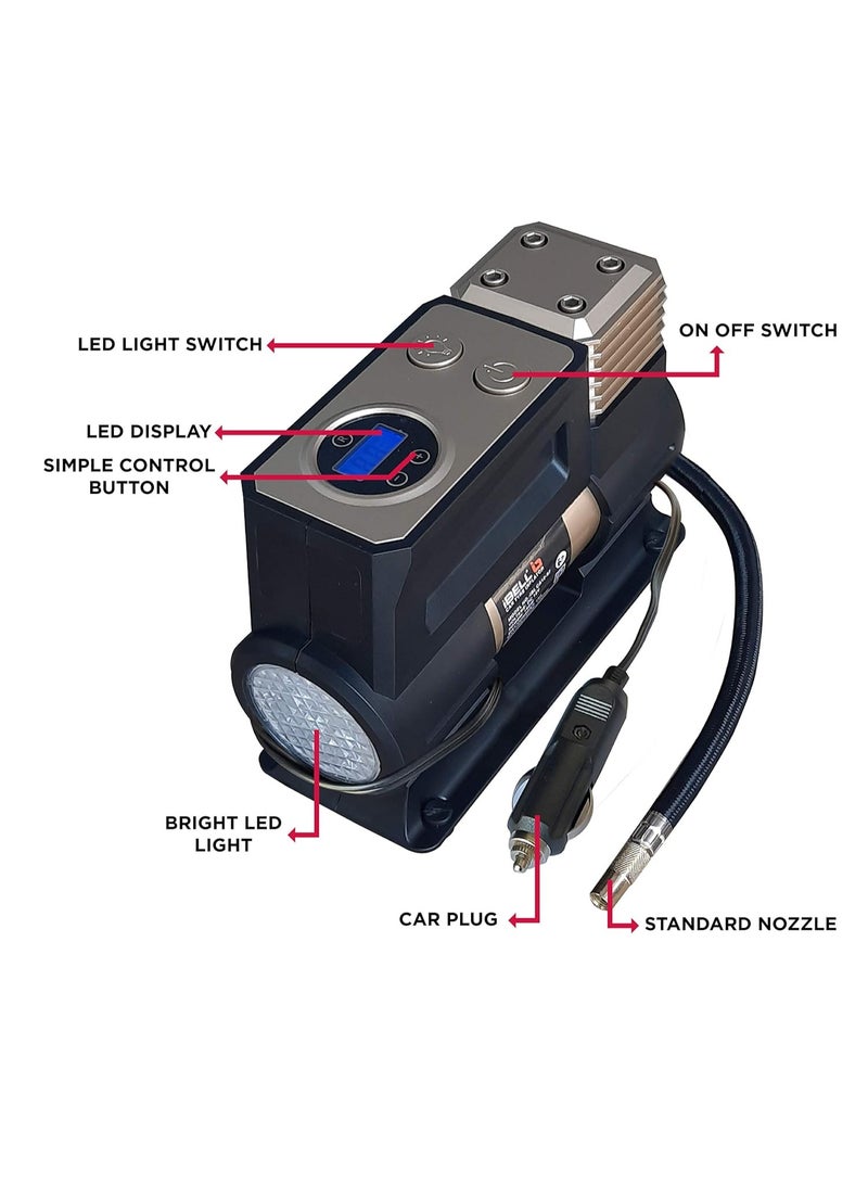 IBELL Plastic Heavy Duty Tyre Inflator Ca12-97, 12V Dc, 150 Psi (Digital), Air Volume 35L/Min (Black/Gold) - Image 2