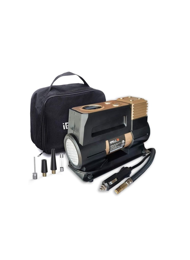 IBELL Plastic Heavy Duty Tyre Inflator Ca12-97, 12V Dc, 150 Psi (Digital), Air Volume 35L/Min (Black/Gold) - Image 1