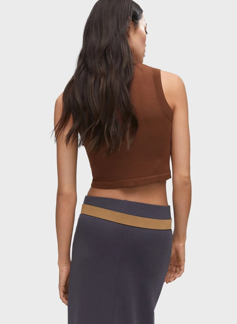 MANGO Round Neck Crop Top