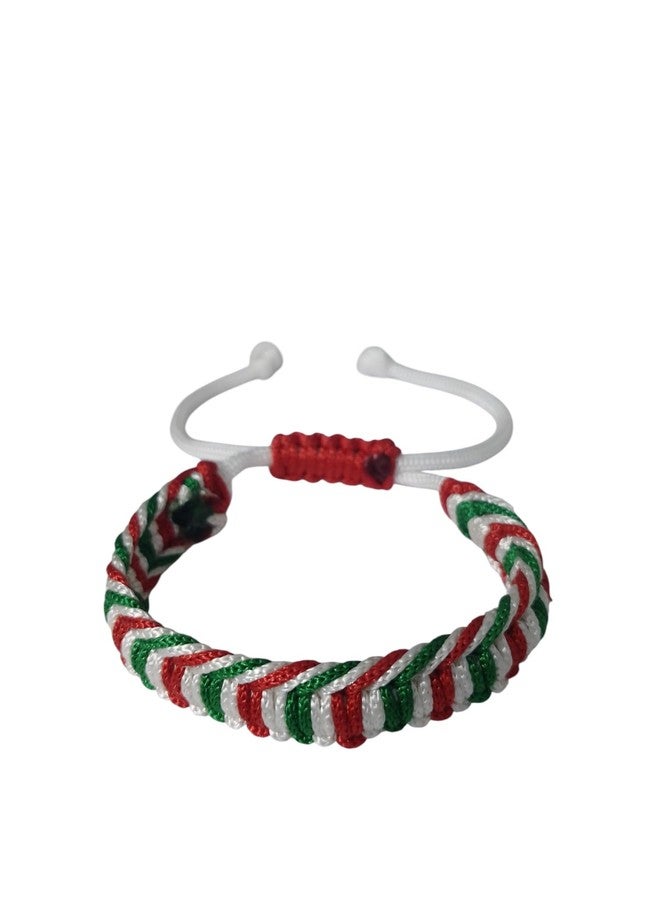 PRODUCTMINE سوار PRODUCTMINE® مصنوع يدويًا باللون الأحمر والأبيض والأخضر، سوار معصم قابل للتعديل، سوار صداقة للنساء والرجال، لطيف على البشرة - Image 1
