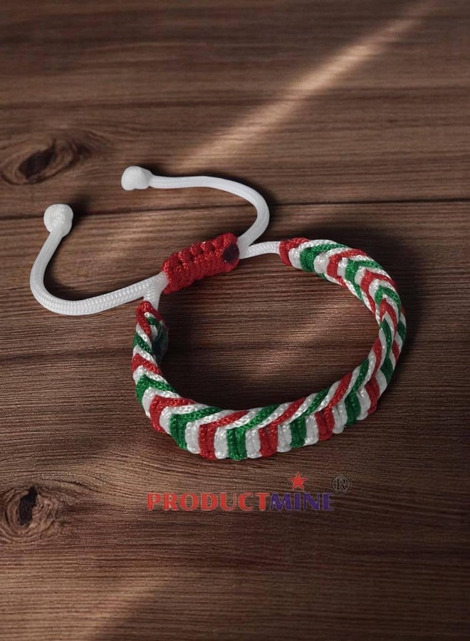 PRODUCTMINE سوار PRODUCTMINE® مصنوع يدويًا باللون الأحمر والأبيض والأخضر، سوار معصم قابل للتعديل، سوار صداقة للنساء والرجال، لطيف على البشرة - Image 2