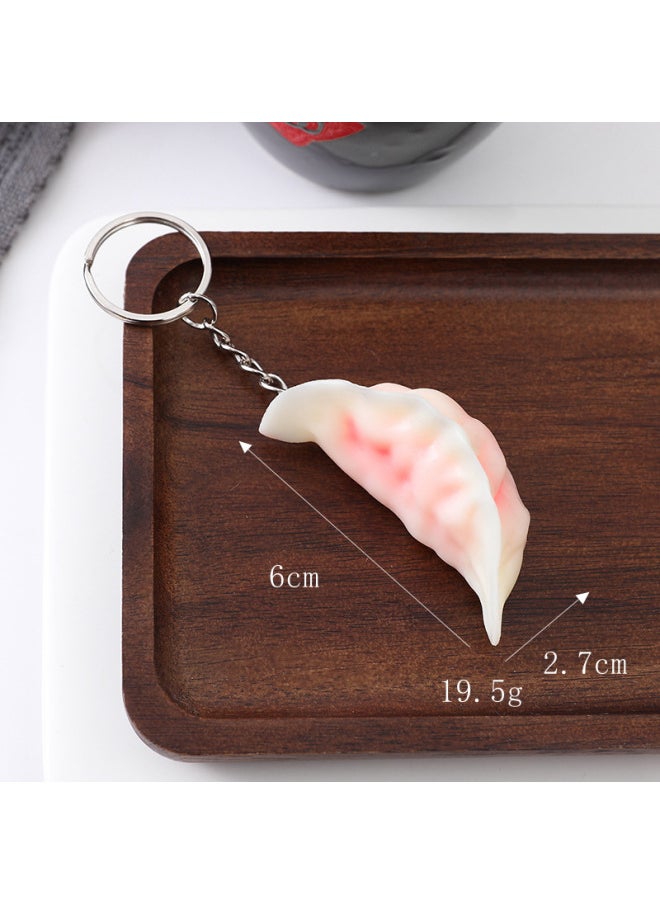 Simulation Fried Dumplings Model Roasted Dumplings Props Simulation Food Keychain Pendant Creative Food Festival Activity Souvenirs-Color:Medium Dumplings-Pink (Key Ring)  - Image 1