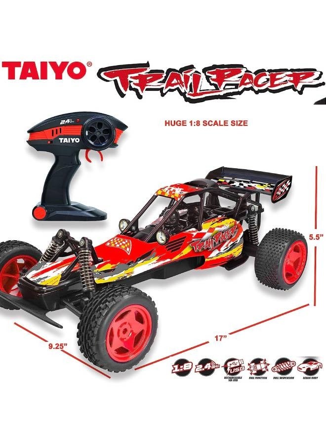 TAIYO RC Trail Racer Car, 1:8 Scale, Large High-Speed Remote Control Vehicle for Kids and Adults, 2.4GHz Off-Road Truck Toy, All-Terrain Electric Vehicle Gift with 2 Batteries - Image 3