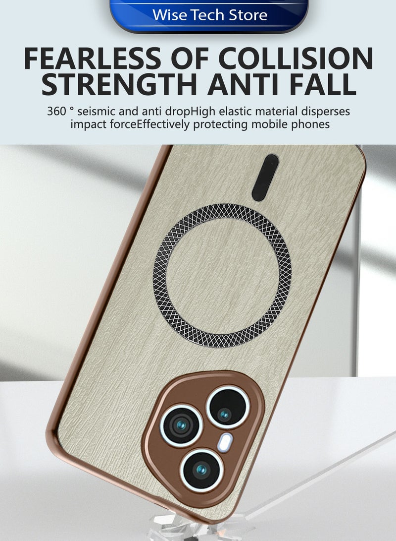 دبليو تيك غطاء خلفي قوي من الخشب ومحافظ مع مغناطيس لهاتف Honor 400 Pro 5G 2025، مقاوم للصدمات مع تقنية Magsafe وغطاء صلب من PC (MCMPMN) - خشب القيقب - Image 3