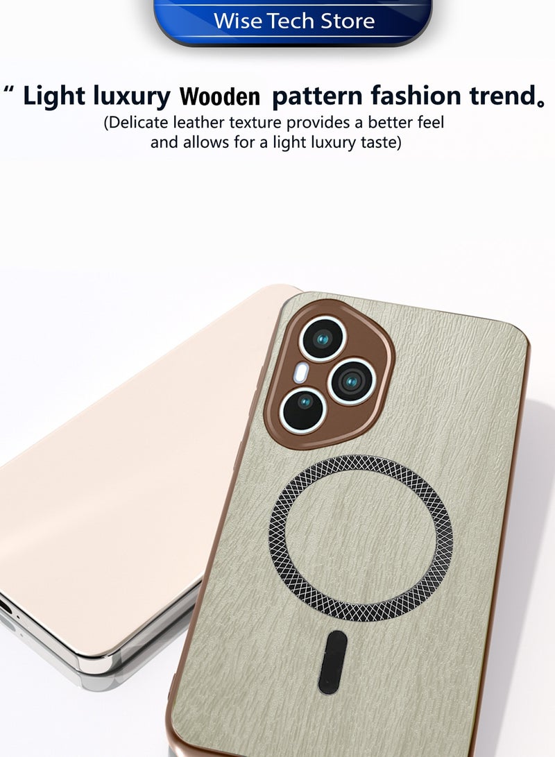 دبليو تيك غطاء خلفي قوي من الخشب ومحافظ مع مغناطيس لهاتف Honor 400 Pro 5G 2025، مقاوم للصدمات مع تقنية Magsafe وغطاء صلب من PC (MCMPMN) - خشب القيقب - Image 2