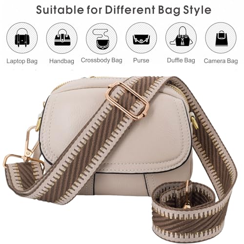 ROYGBCP Extra Wide Shoulder Strap for Handbag - Durable Adjustable Purse Belt Replacement for Women's Purses(Khaki Diagona) - Image 2