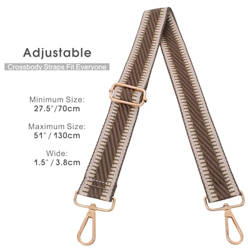ROYGBCP Extra Wide Shoulder Strap for Handbag - Durable Adjustable Purse Belt Replacement for Women's Purses(Khaki Diagona) - Image 3