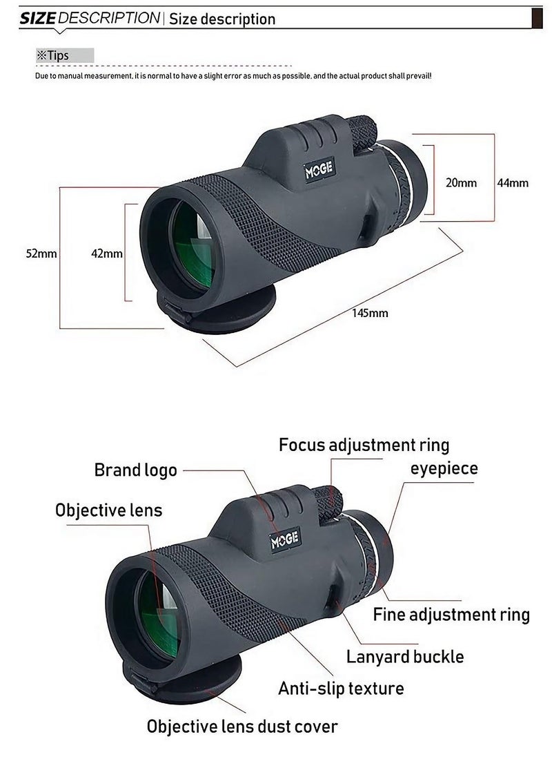 Generic - Monocular Telescope Telephoto Lens for iPhone, 40X60 High Power Monocular Scope, Professional Macro Photography Lens (Fits for Almost All Phone) 6-Piece Set - Image 1