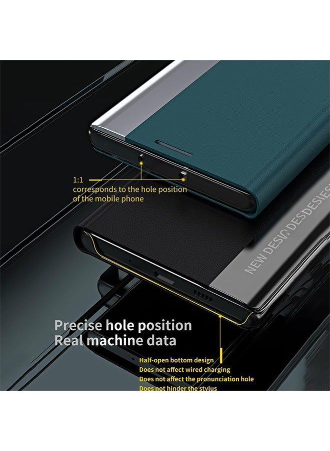 for Samsung Galaxy S24 Ultra Case, Thin Slim Full Body Protective PU Leather Cover Business Phone Cases (Green) - Image 5