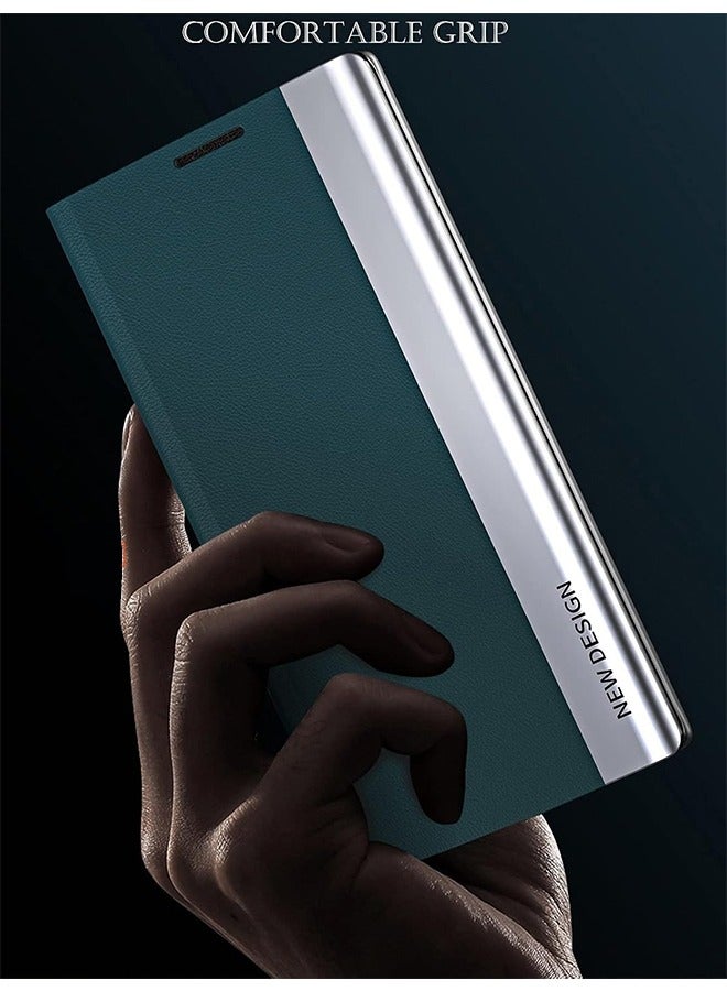 for Samsung Galaxy S24 Ultra Case, Thin Slim Full Body Protective PU Leather Cover Business Phone Cases (Green) - Image 2