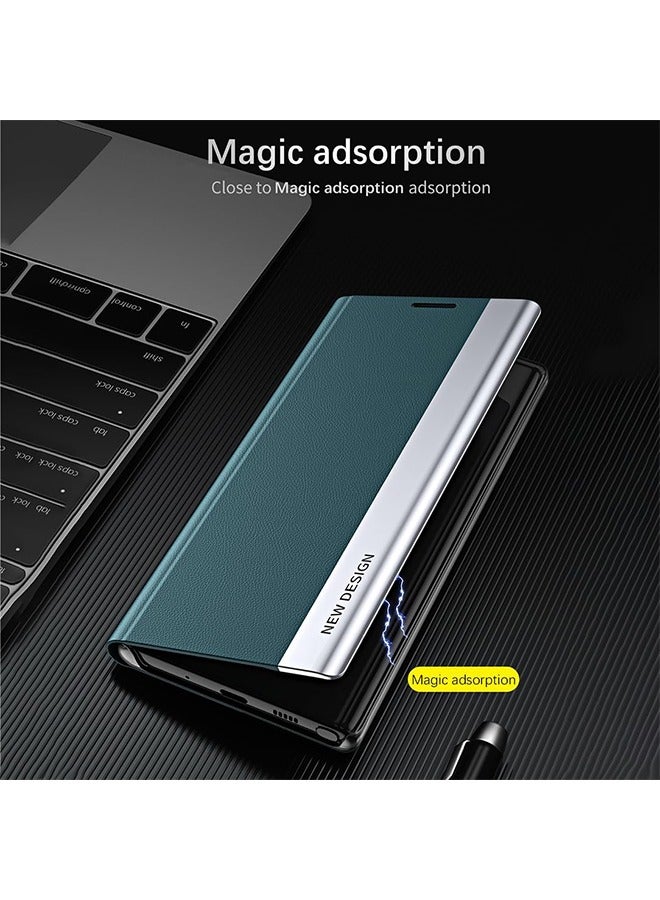 for Samsung Galaxy S24 Ultra Case, Thin Slim Full Body Protective PU Leather Cover Business Phone Cases (Green) - Image 4