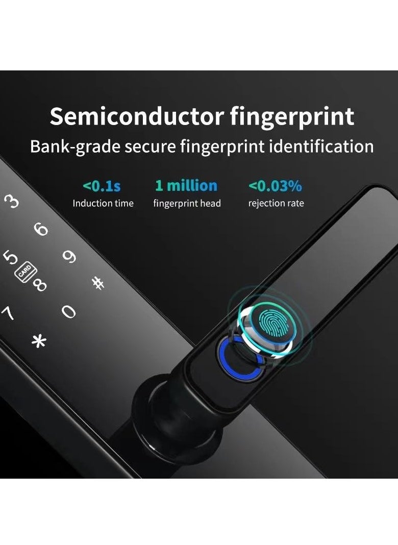 Electronic Smart Lock, WIFI App, fingerprint ,M1 card , Pass word or key 5-in-1 to unlock, Intelligent Biometric Fingerprint Aluminium Alloy Door Locks (Suitable for door thickness 3.5-4.5cm) Black