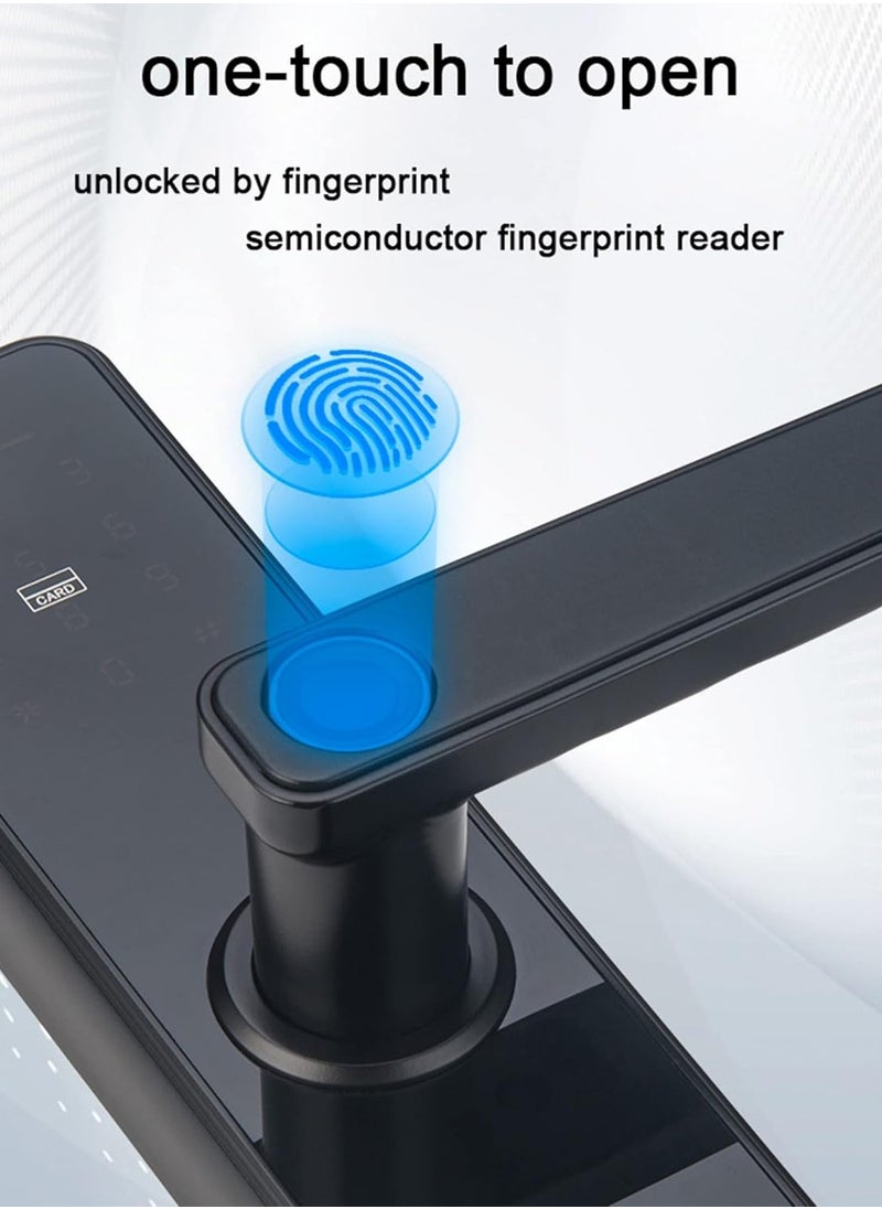 Electronic Smart Lock, WIFI App, fingerprint ,M1 card , Pass word or key 5-in-1 to unlock, Intelligent Biometric Fingerprint Aluminium Alloy Door Locks (Suitable for door thickness 3.5-4.5cm) Black
