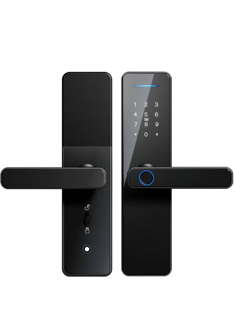 Electronic Smart Lock, WIFI App, fingerprint ,M1 card , Pass word or key 5-in-1 to unlock, Intelligent Biometric Fingerprint Aluminium Alloy Door Locks (Suitable for door thickness 3.5-4.5cm) Black