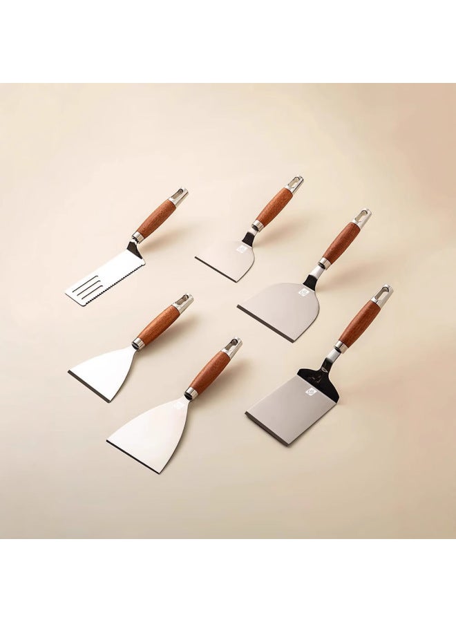 Tiramisu Special Shovel Stainless Steel Pancake Fruit Shovel Wooden Handle Teppanyaki Flat Shovel Tools Cooking Shovel-Color:Square Mouth Cooking Spatula - Image 2