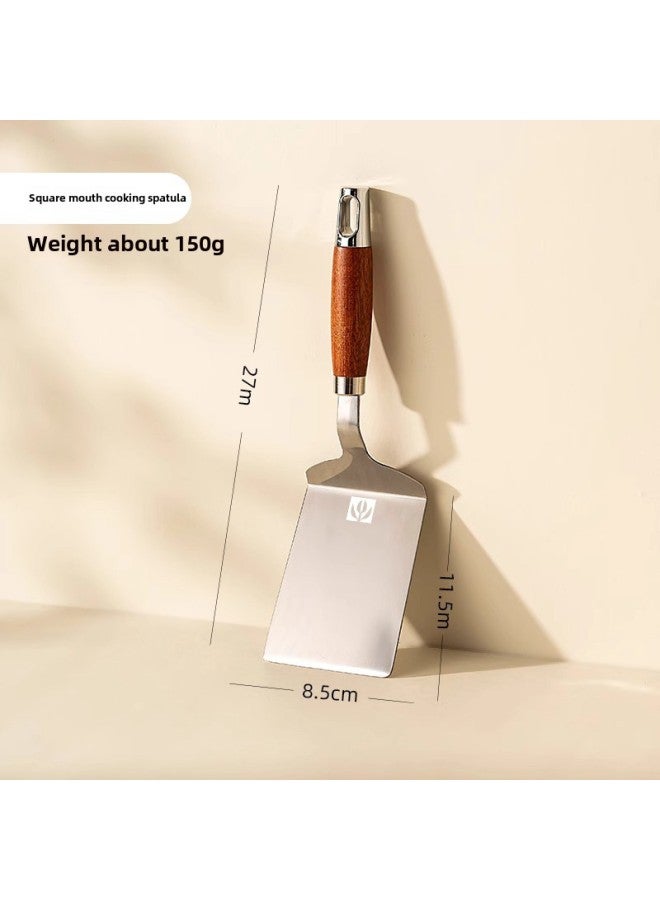Tiramisu Special Shovel Stainless Steel Pancake Fruit Shovel Wooden Handle Teppanyaki Flat Shovel Tools Cooking Shovel-Color:Square Mouth Cooking Spatula - Image 1