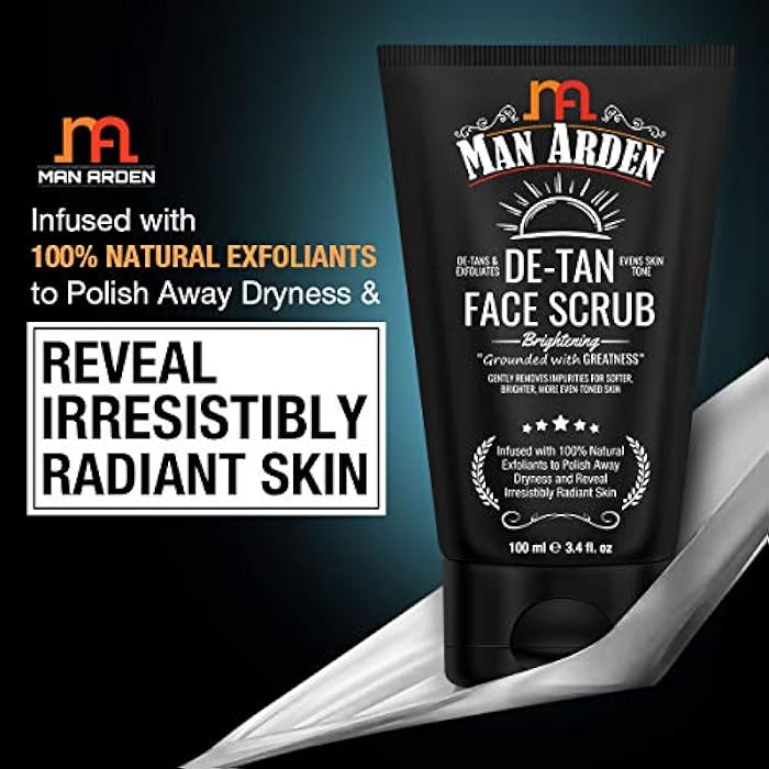 Man Arden De Tan Brightening Face Scrub 100ml - De-Tans & Exfoliates Skin - With Vitamin C - Image 5