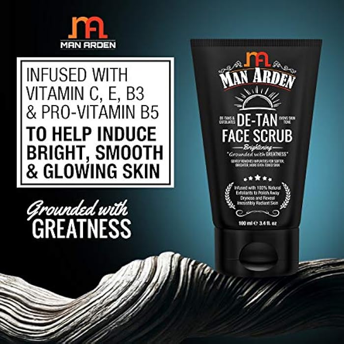 Man Arden De Tan Brightening Face Scrub 100ml - De-Tans & Exfoliates Skin - With Vitamin C - Image 4