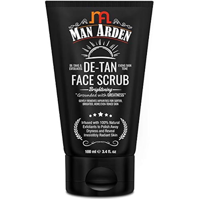 Man Arden De Tan Brightening Face Scrub 100ml - De-Tans & Exfoliates Skin - With Vitamin C - Image 1