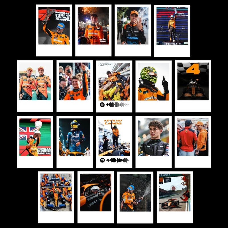 Funk You Lando Norris Poster | McLaren F1 Driver Lando Norris Posters (Set of 15) | McLaren Formula One Mini Poster (8 x 6 cm) F1 Posters for Phone Accessories, Bedroom, Office, room decoration - Image 1