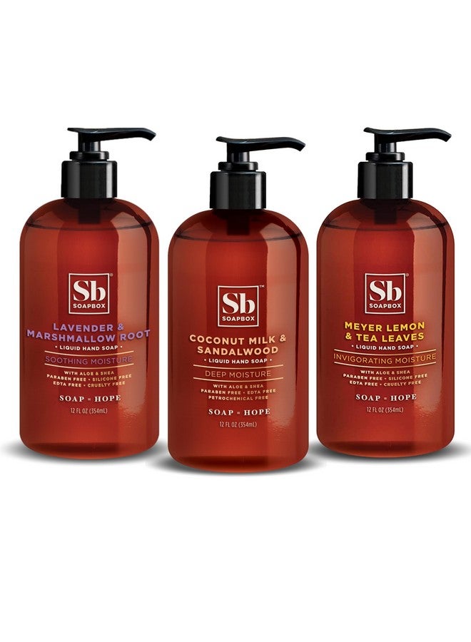 سوب بوكس صابون سائل لليدين، جوز الهند، اللافندر والليمون، منظف لطيف لليدين، نباتي، لم يتم الإساءة إلى الحيوانات في تصنيعه، صابون يد للحمام والمطبخ، زجاجات مضخة 12 أونصة (عبوة من 3) - Image 1
