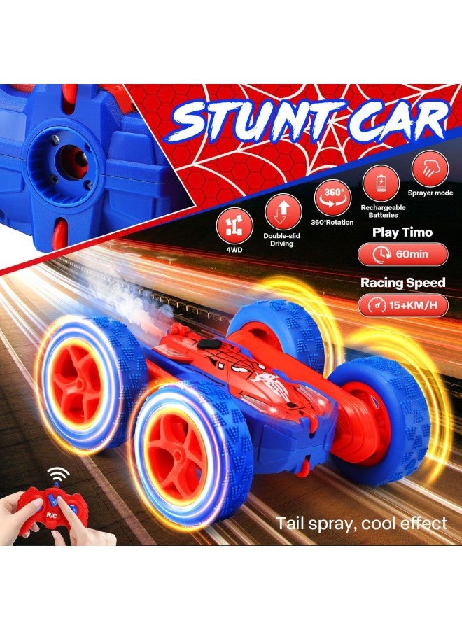 2.4G Batman Remote Control Dump Truck Venom 360 Degree Stunt Rollover Children's Toy F1 Off-road Vehicle-Color:2.4g Spider-man Spray Swing Arm Car  - Image 1
