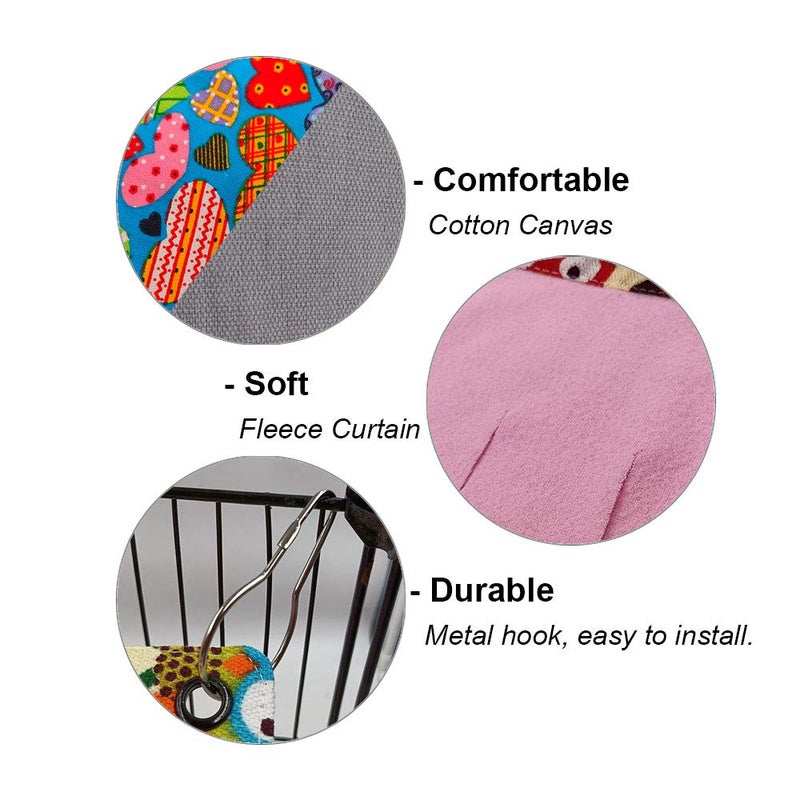 RIOUSSI Guinea Pig Hideout Hideaway Corner Fleece Toys Cage Accessories with Reversible Sides, Heart/Gray-Pink+Purple, Pack of 2 - Image 4