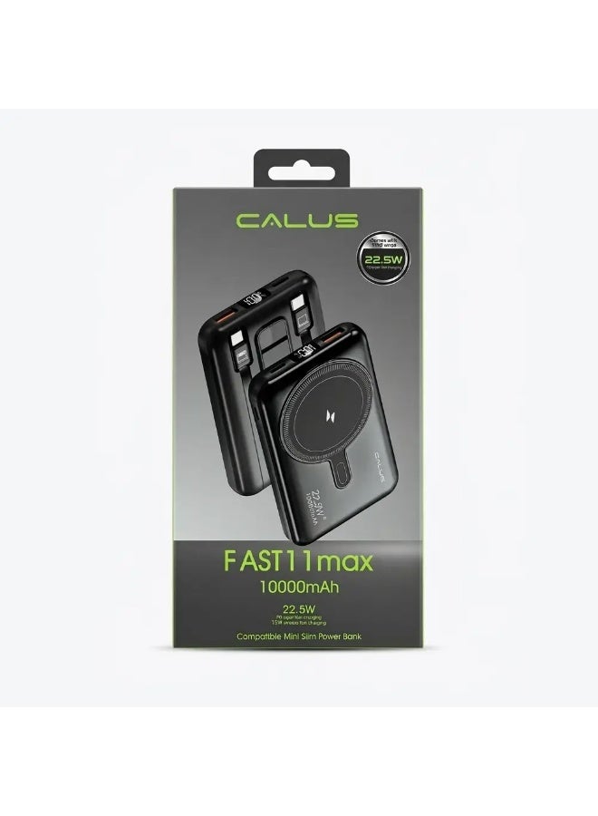 Calus Fast11max Power Bank | 10000mAh, 22.5W Fast Charging, Built-in Cables, Wireless Magnetic Charging, Slim Portable Battery Pack - Image 1