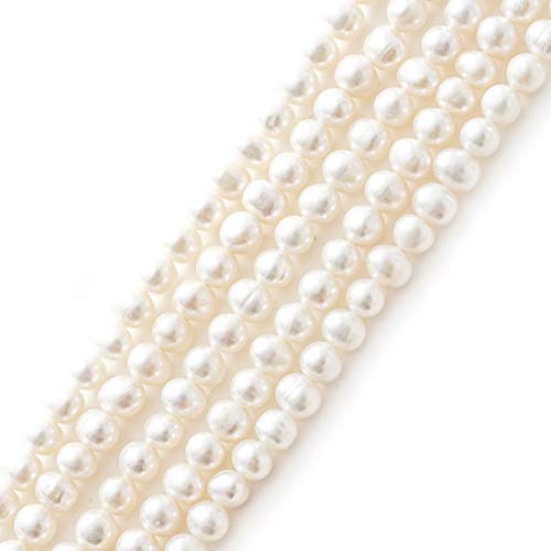 Adabele 28 Inch Real Natural AA Grade High Luster Potato Round White Freshwater Cultured Pearl Loose Beads 7-8mm for Jewelry Making fp1-78 - Image 5