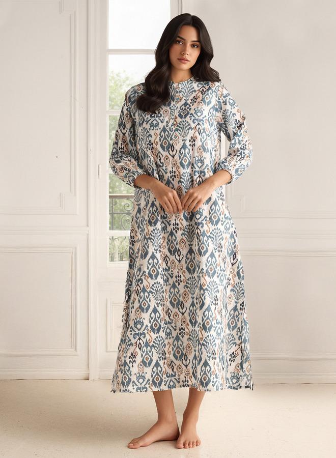 Splash FAV Night Dress Long Sleeves Printed Cotton - Image 3