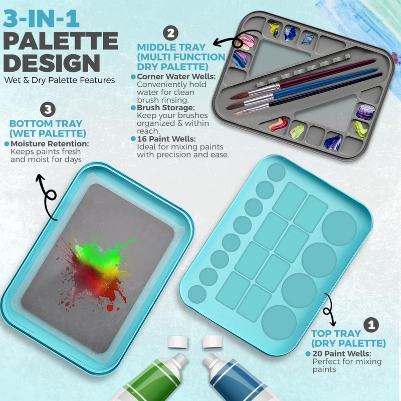 Piccassio Stay Wet Palette for Acrylic Painting, Easy to Clean, Sturdy and Durable, Ideal for Painting Miniatures, Warhammer Painters, Students, Beginners, and Hobbyists - Image 5