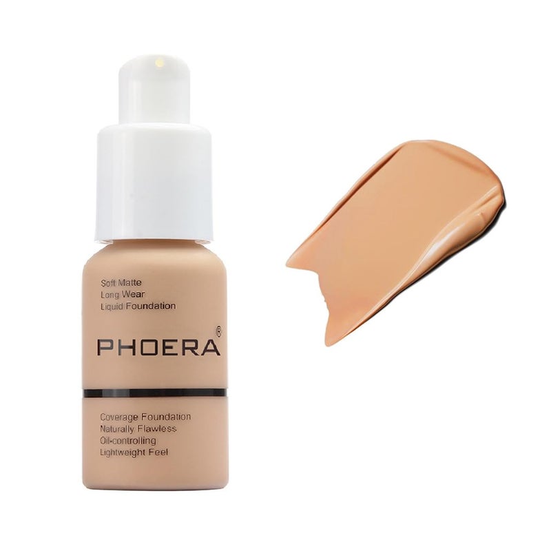 WFWJ PHOERA Foundation,Soft Matte Full Coverage Liquid Foundation,Makeup Brighten Highlighting,Matte Oil Control Facial Concealer Foundation for Women Girls (104 Buff Beige) - Image 1