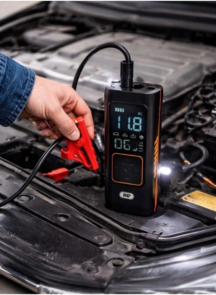 SP 4-in-1 Car Emergency Device – Air Compressor, Jump Starter, 8000mAh Power Bank & LED Light - Image 3