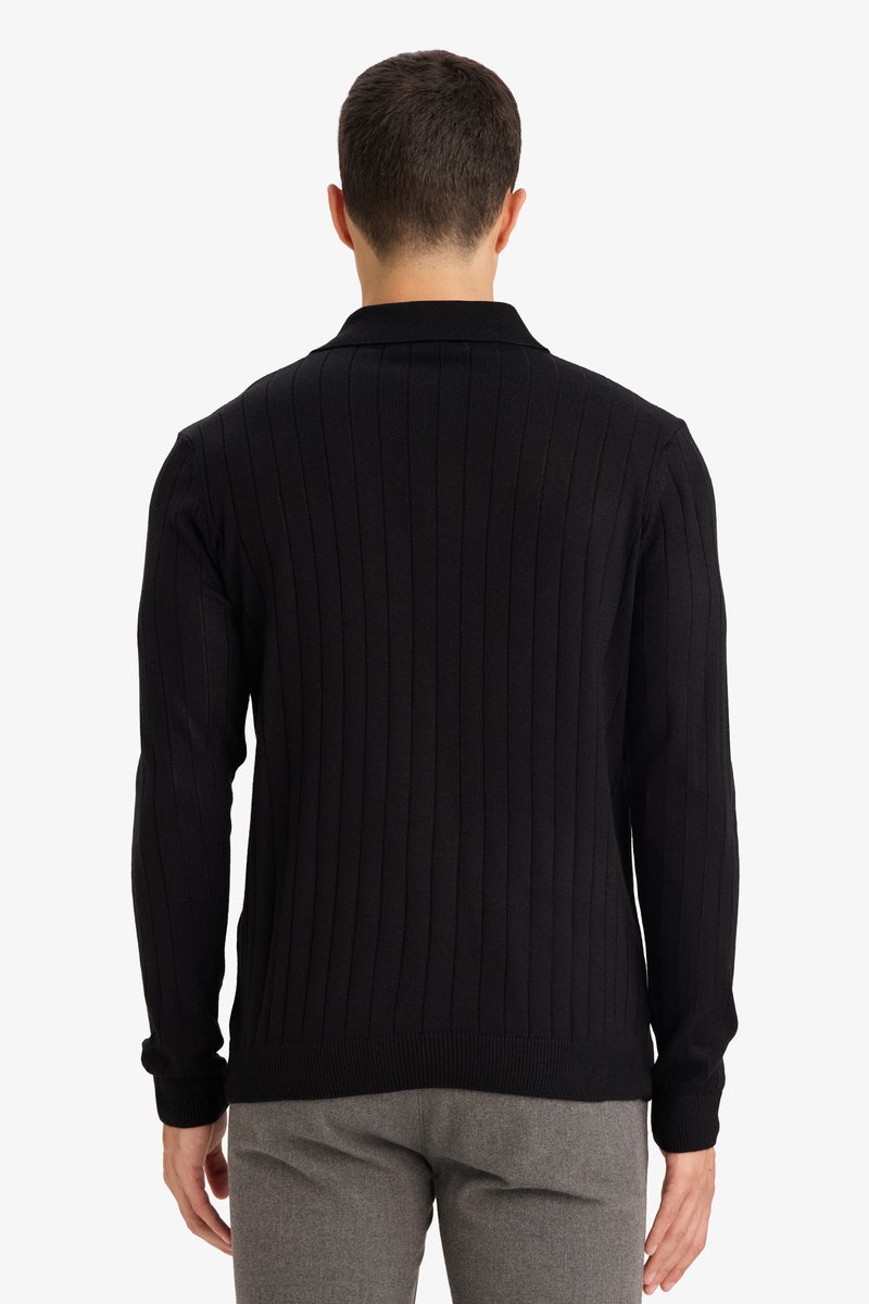 DeFacto Black Man Standard Fit Polo Collar Knitwear Pullover Casual - Image 5
