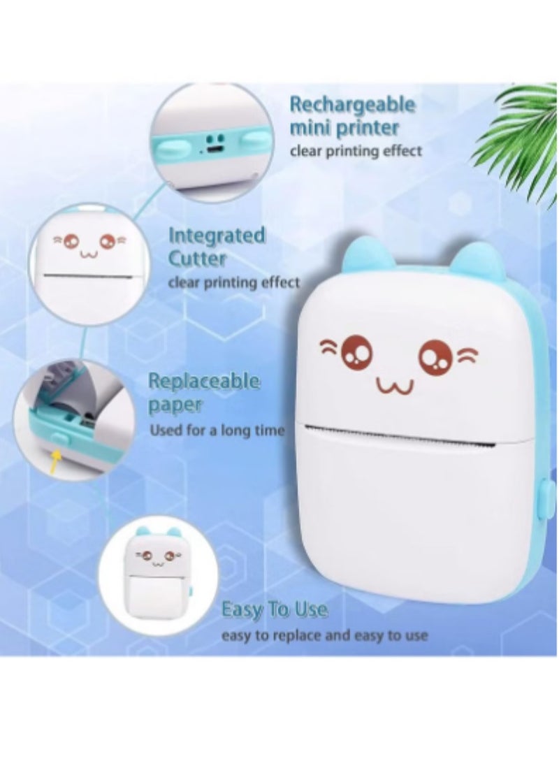 Generic - Mini Printer,Portable Labler Maker with 13 Rolls Paper,Bluetooth Sticker Printer Wireless Inkless printer Compatible with iOS/Android for Study Notes Journal,Memo,Photo,Lists,QR,Adress - Image 1