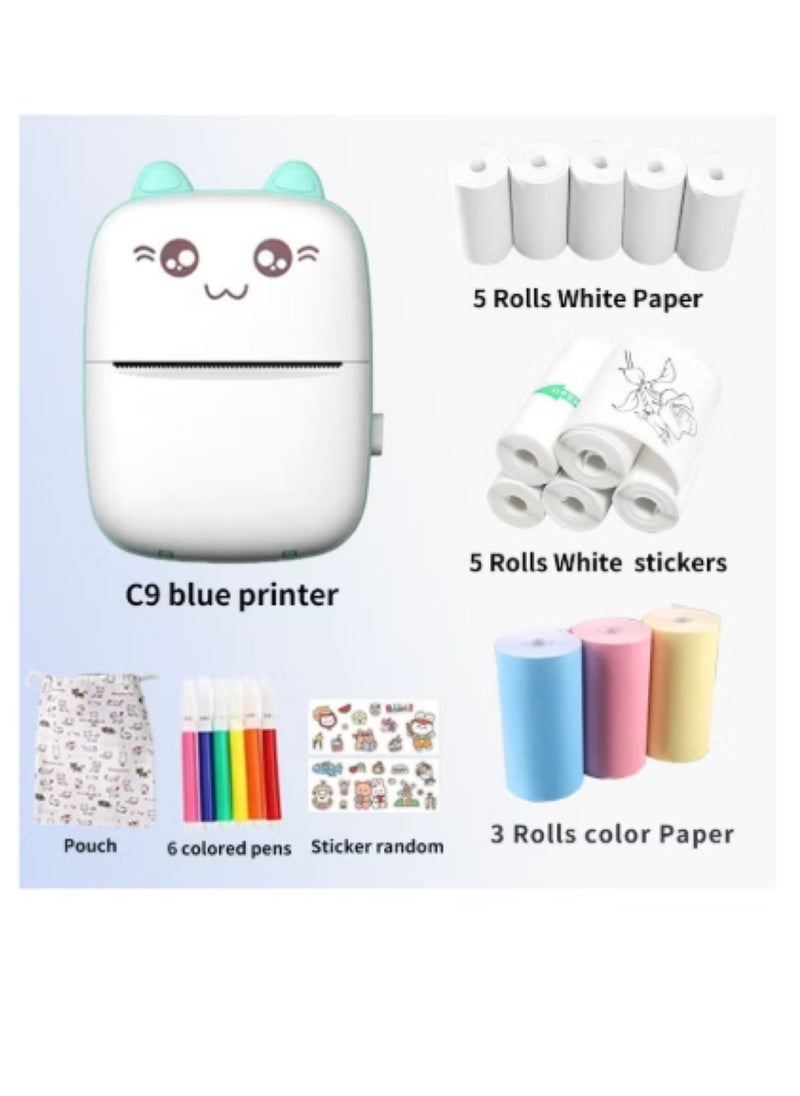 Generic - Mini Printer,Portable Labler Maker with 13 Rolls Paper,Bluetooth Sticker Printer Wireless Inkless printer Compatible with iOS/Android for Study Notes Journal,Memo,Photo,Lists,QR,Adress - Image 1